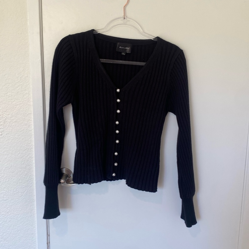 Black button cardigan with pearl buttons